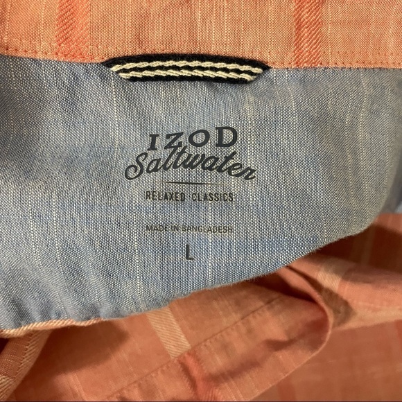 Izod Saltwater Short Sleeve Button Down Shirt - Picture 4 of 5